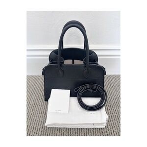 THE ROW  Grained Calfskin Soft Margaux 10 Bag in Black